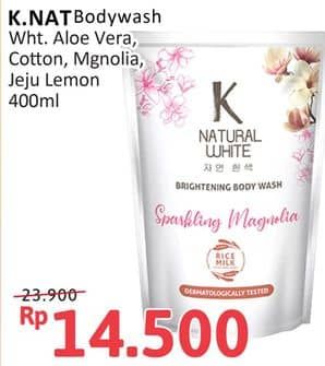 Promo Harga K Natural White Body Wash Aloe Vera, Cotton Flower, Sparkling Magnolia, Jeju Lemon 400 ml - Alfamidi