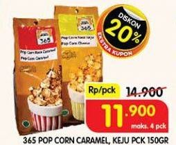 Promo Harga 365 Pop Corn Caramel, Cheese 150 gr - Superindo