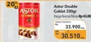 Promo Harga Astor Wafer Roll Double Chocolate 330 gr - Carrefour