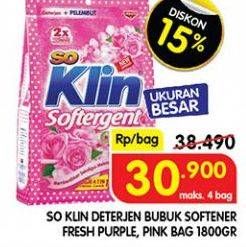 Promo Harga SO KLIN Softergent Purple Lavender, Rossy Pink 1800 gr - Superindo