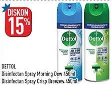 Promo Harga Dettol Disinfectant Spray Spray Morning Dew, Crips Breeze 450 ml - Hypermart
