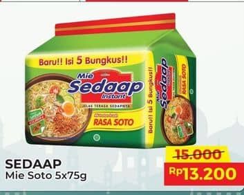 Promo Harga Sedaap Mie Kuah Soto per 5 pcs 75 gr - Alfamart