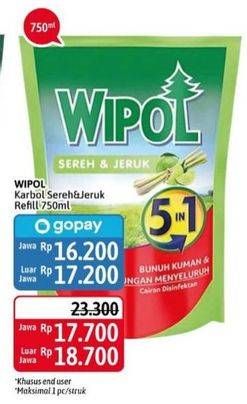 Promo Harga WIPOL Karbol Wangi Sereh Jeruk 750 ml - Alfamidi