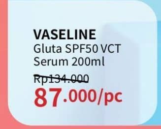 Vaseline Healthy Bright Gluta-Hya Lotion 200 ml Diskon 35%, Harga Promo Rp87.000, Harga Normal Rp134.000