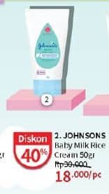 Promo Harga Johnsons Baby Cream Milk Rice 50 gr - Guardian