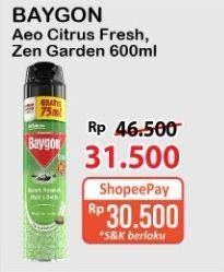 Promo Harga Baygon Insektisida Spray Citrus Fresh, Zen Garden 600 ml - Alfamart