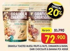 Promo Harga Hundred Seeds Toasted Muesli Granola Creations Fruits Nuts, Cinnamon Raisin, Dark Choco Banana 400 gr - Superindo