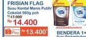 Promo Harga FRISIAN FLAG Susu Kental Manis Putih, Cokelat 560 gr - Indomaret