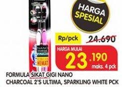 Promo Harga FORMULA Sikat Gigi Nano Charcoal 2s Ultima, Sparkling White  - Superindo