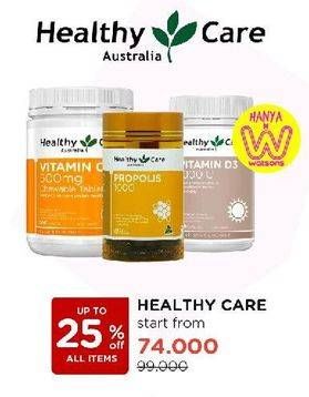 Promo Harga Healthy Care Vitamin C 500mg/Propolis 1000/Vitamin D3 1000IU  - Watsons