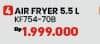 Promo Harga ACERPURE KF754-70B 2-in-1 Flip Air Fryer 5,5L  - COURTS