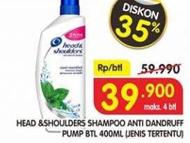 Promo Harga HEAD & SHOULDERS Shampoo 400 ml - Superindo