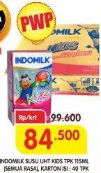 Promo Harga INDOMILK Susu UHT Kids All Variants per 40 pcs 115 ml - Superindo