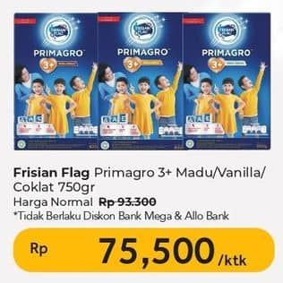 Promo Harga Frisian Flag Primagro 3+ Vanilla, Madu, Cokelat 750 gr - Carrefour