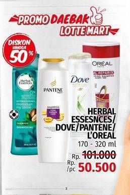 Promo Harga HERBAL ESSENCES/DOVE/PANTENE/LOREAL Shampoo 170ml - 320ml  - LotteMart