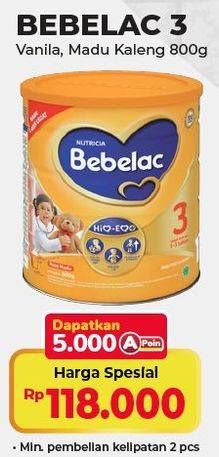 Promo Harga BEBELAC 3 Susu Pertumbuhan Vanila, Madu 800 gr - Alfamart