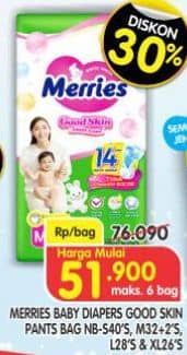 Promo Harga Merries Pants Good Skin S40, M34, L28, XL26 26 pcs - Superindo