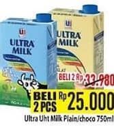 Promo Harga Ultra Milk Susu UHT Full Cream, Coklat 750 ml - Hypermart