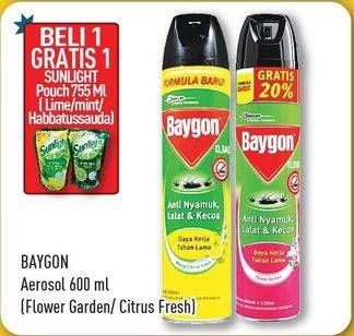 Promo Harga BAYGON Insektisida Spray Flower Garden, Citrus Fresh 600 ml - Hypermart