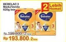 Promo Harga Bebelac 3 Gro Great Vanila, Madu 620 gr - Indomaret