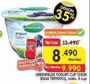 Promo Harga GREENFIELDS Yogurt Rasa Tertenu 125 gr - Superindo