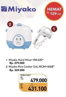 Promo Harga MIyakoMiyako HM-620 Hand Mixer 190 Watt + Miyako MCM 606 A | Rice Cooker   - Carrefour