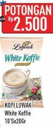 Promo Harga Luwak White Koffie per 10 sachet 20 gr - Hypermart