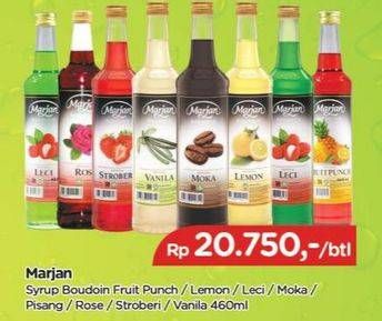 Promo Harga Marjan Syrup Boudoin FruitPunch, Lemon, Leci, Moka, Pisang Susu, Ros, Stroberi, Vanila 460 ml - TIP TOP