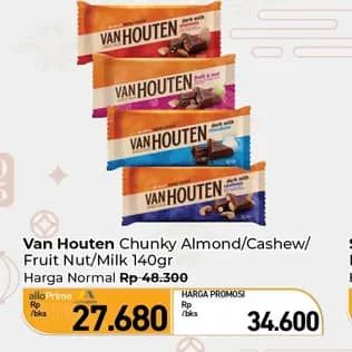 Promo Harga Van Houten Chunky Fruit Nut, Almond, Cashew, Milk 140 gr - Carrefour