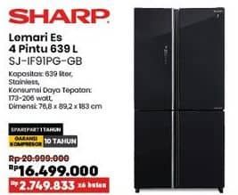 Promo Harga Sharp SJ-IF91PG | Kulkas Side By Side 695 L GB  - COURTS