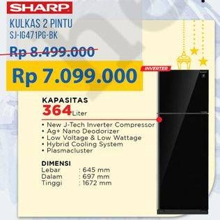 Promo Harga SHARP SJ-IG471PG | Refrigerator 2 Door  - Courts