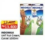 Promo Harga Indomilk Susu UHT Full Cream Plain, Cokelat 1000 ml - Alfamart