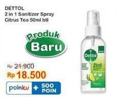 Promo Harga Dettol Hand Sanitizer Spray 2 in 1 50 ml - Indomaret