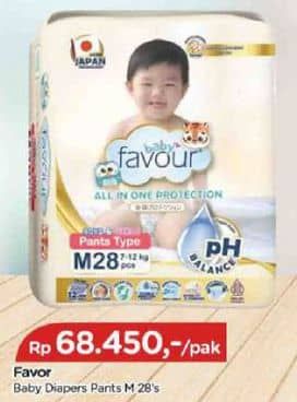 Promo Harga Favour Baby Diapers Premium Pants M28 28 pcs - TIP TOP