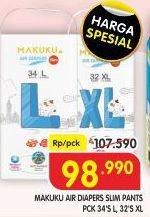 Promo Harga Makuku Air Diapers Slim Pants XL32, L34 32 pcs - Superindo
