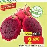 Promo Harga Buah Naga Merah Lokal per 100 gr - Superindo