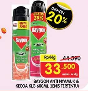 Promo Harga Baygon Insektisida Spray 600 ml - Superindo