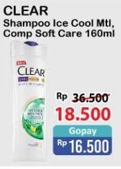 Promo Harga CLEAR Shampoo Ice Cool Menthol, Complete Soft Care 160 ml - Alfamart