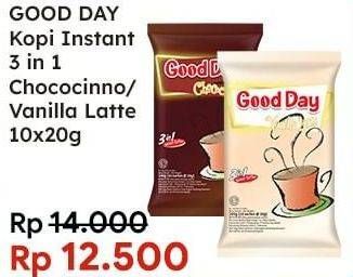 Promo Harga Good Day Instant Coffee 3 in 1 Chococinno, Vanilla Latte per 10 sachet 20 gr - Indomaret