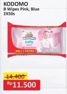 Promo Harga Kodomo Baby Wipes Classic Blue, Rice Milk Pink 50 pcs - Alfamart