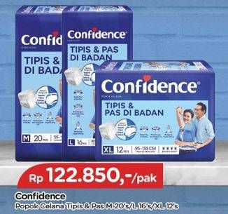 Promo Harga Confidence Adult Pants Tipis & Pas Di Badan L16, M20, XL12 12 pcs - TIP TOP
