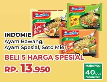 Promo Harga Indomie Mi Kuah Ayam Bawang, Ayam Spesial, Soto Mie 69 gr - Yogya