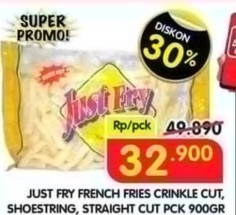 Promo Harga Just Fry French Fries Crinkle Cut, Shoestrings, Straight Cut 900 gr - Superindo