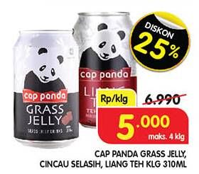 Promo Harga Cap Panda Minuman Kesehatan Cincau, Cincau Selasih, Liang Teh 310 ml - Superindo
