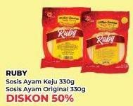 Promo Harga Ruby Sosis  Ayam Keju, Original 330 gr - Yogya
