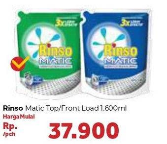 Promo Harga RINSO Detergent Matic Liquid Top Load, Front Load 1600 ml - Carrefour