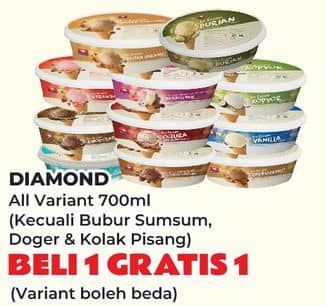 Promo Harga Diamond Ice Cream Kecuali Bubur Sumsum, Kecuali Kolak Pisang, Kecuali Es Doger 700 ml - Yogya