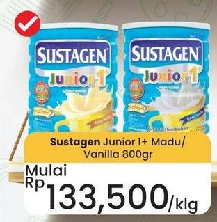 Promo Harga Sustagen Junior 1+ Susu Pertumbuhan Madu, Vanilla 800 gr - Carrefour