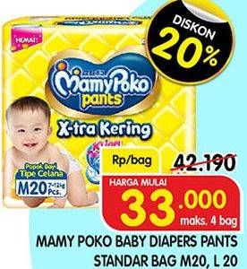 Promo Harga Mamy Poko Pants Xtra Kering L20+2, M20+2 22 pcs - Superindo