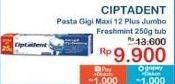 Promo Harga Ciptadent Pasta Gigi Maxi 12 Plus Fresh Mint 250 gr - Indomaret